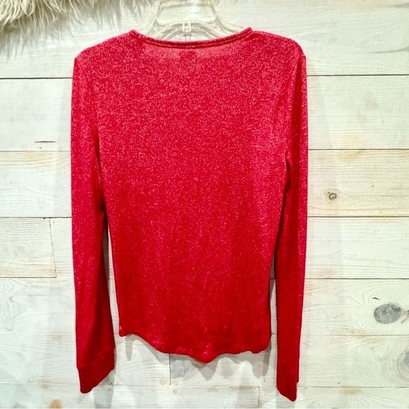 PINK victorias secret long sleeve red/ gold glitter logo top - Picture 4 of 6